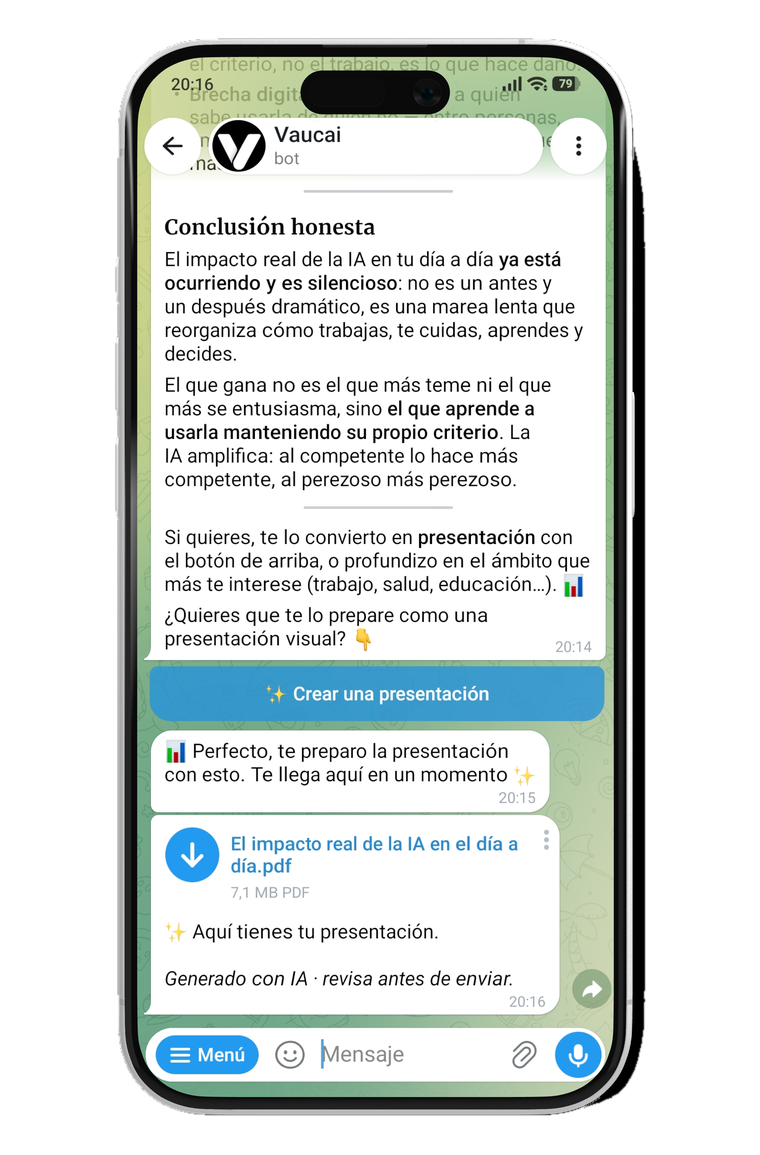 Vaucai creando contenido para el usuario