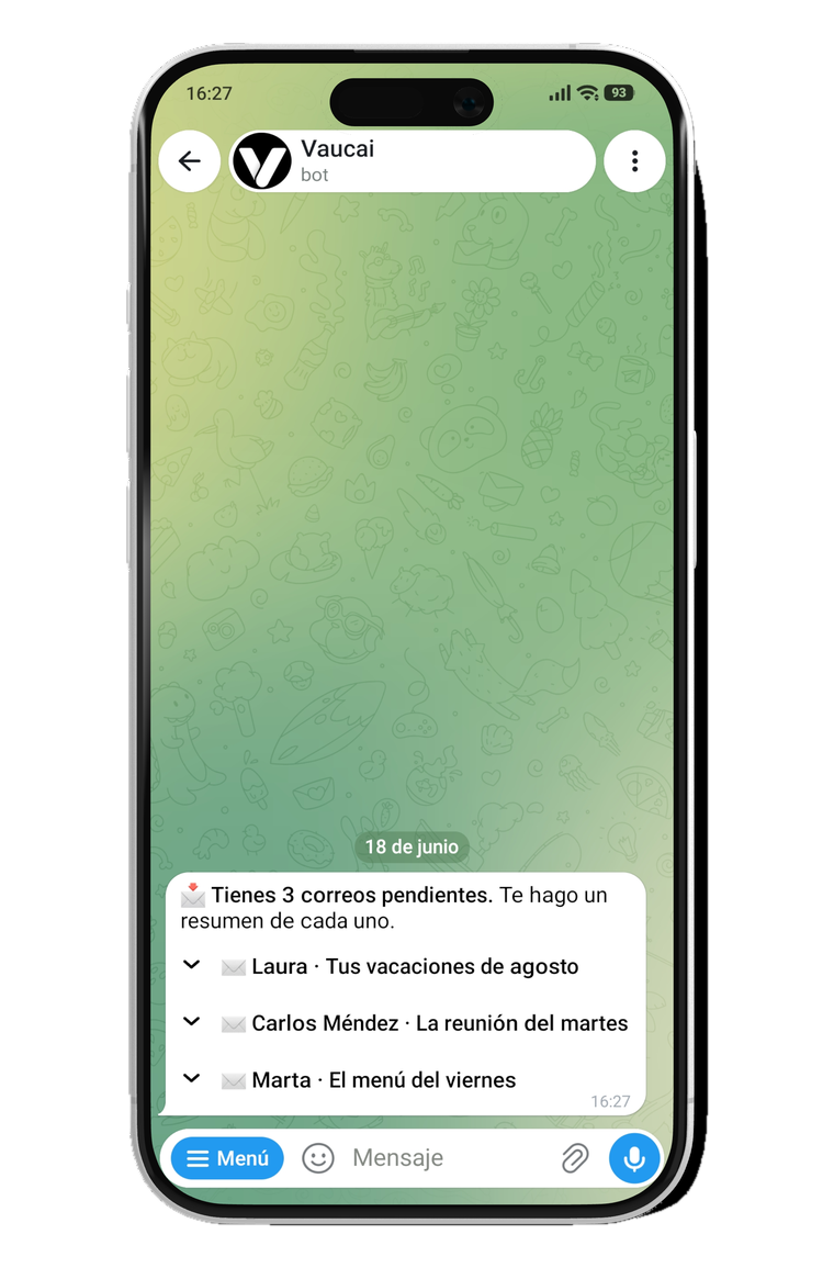 Tu Vaucai resumiendo los correos pendientes