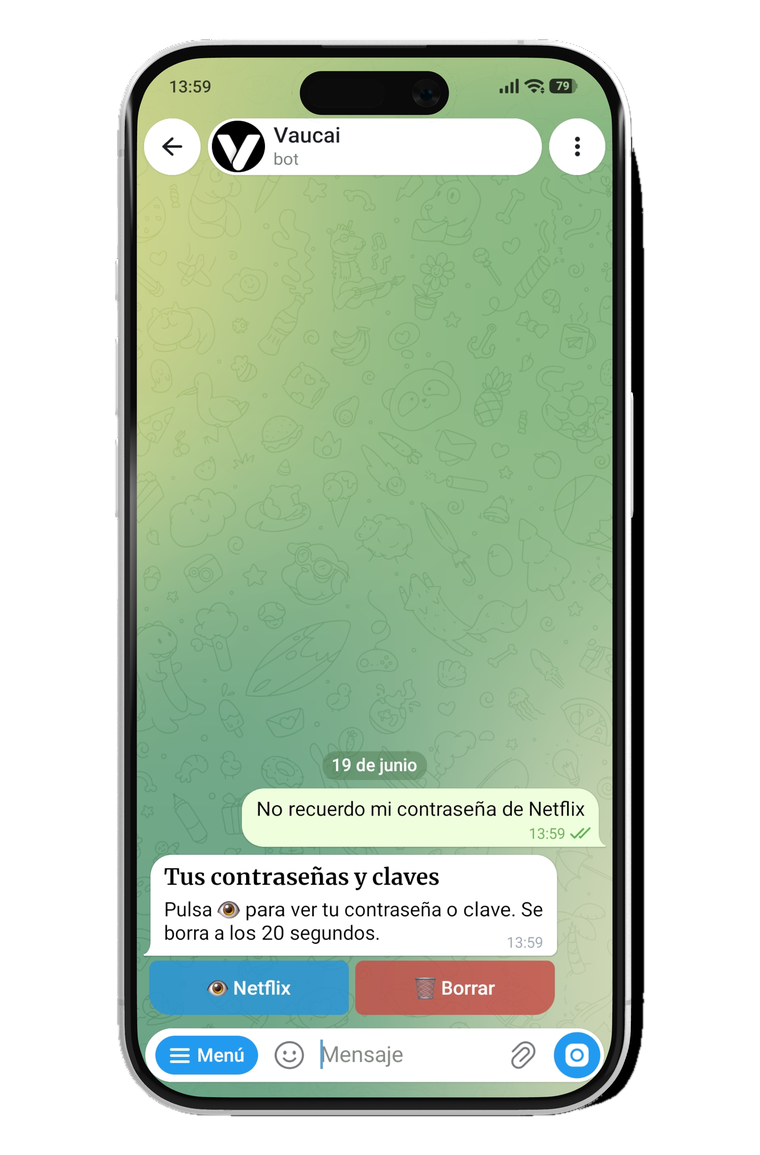 Tu Vaucai guardando y mostrando una contraseña que el usuario no recordaba
