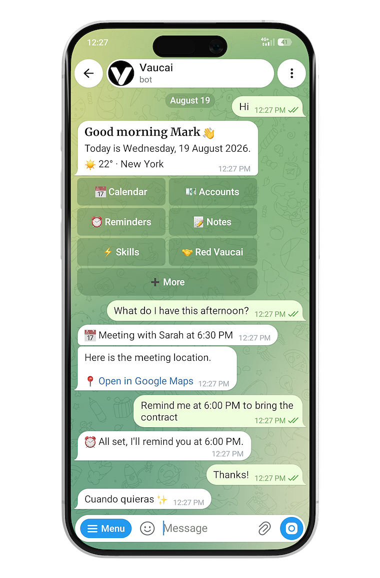 A real conversation with your Vaucai in Telegram